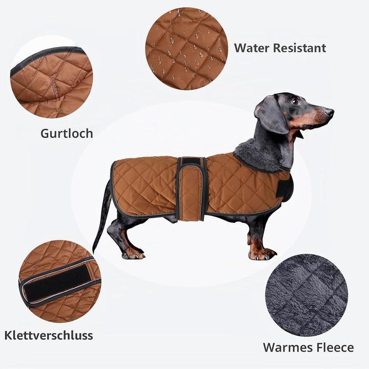 MOREZI Hundemantel Winter für Dackel - Wasserdichter Hunde Pullover mit Wolle Futter &amp; Verstellbaren