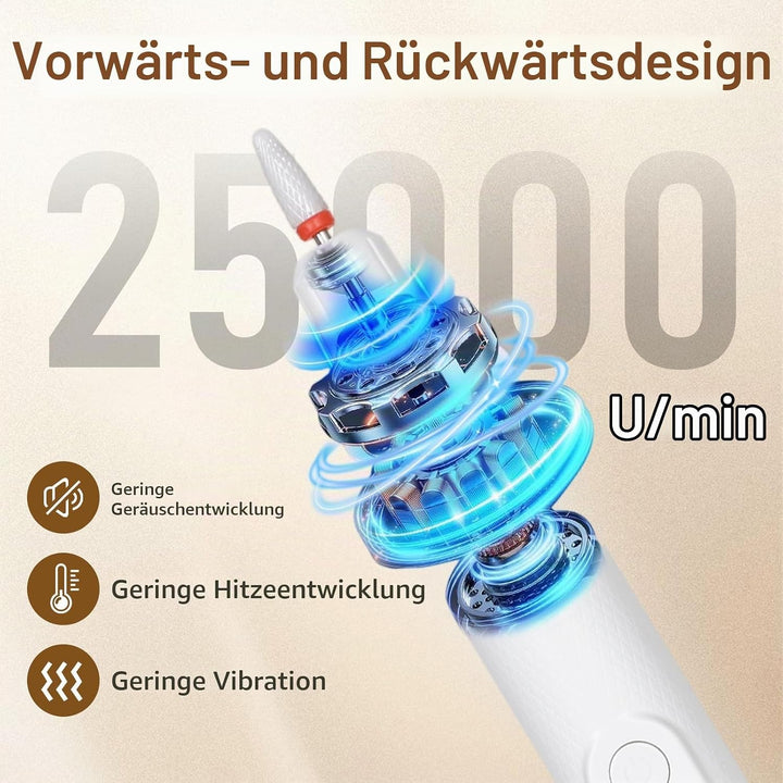 Nagelfräser Kabellos, Professioneller Elektrische Nagelfeile für Gelnägel Acrylnägel Maniküre Pedikü