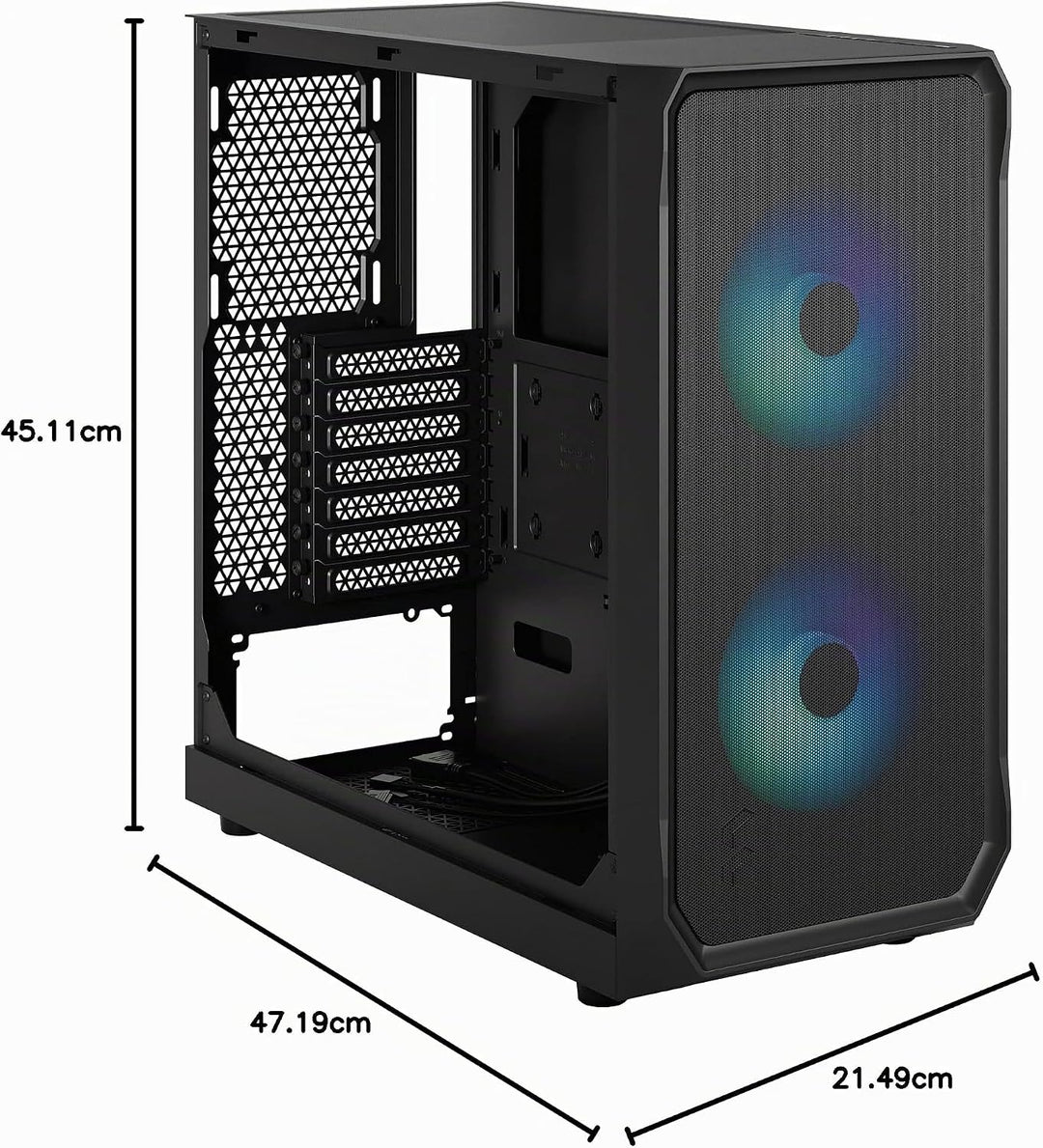 Fractal Design Focus 2 RGB Black - Tempered Glass Clear Tint - Mesh Front – Two 140 mm RGB Aspect Fa