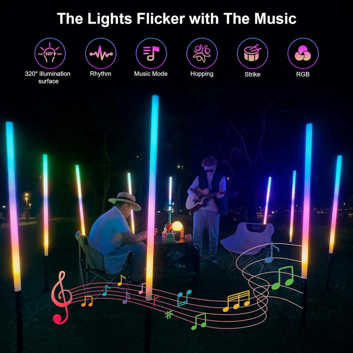 2 Stück 120cm LED Videolicht Mood1 Pro mit Stativ, LED Handheld Fotografie Lichtdimmbar und Musikmod