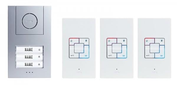 M-e modern-Electronics Vistus AD ALU 4030 S Vistus Türsprechanlage Kabelgebunden Komplett-Set 3 Fam