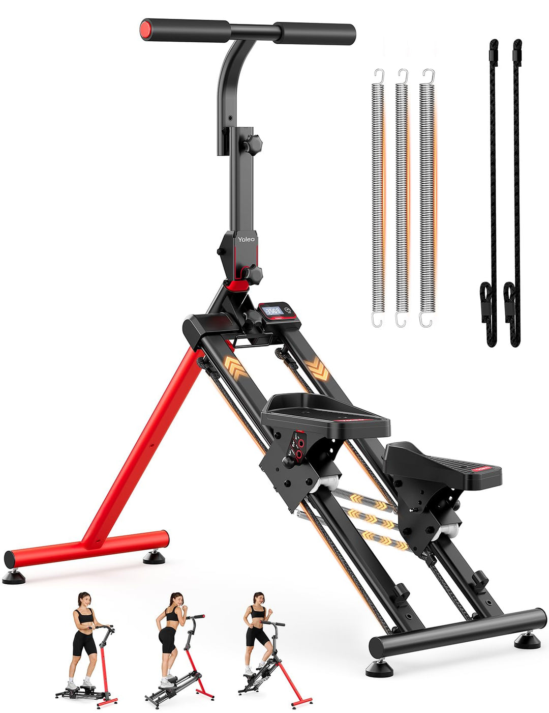 YOLEO Einstellbarer Widerstand Stair Stepper für Zuhause, Klappbarer Stepper mit 3 Trainingsmodi, Co