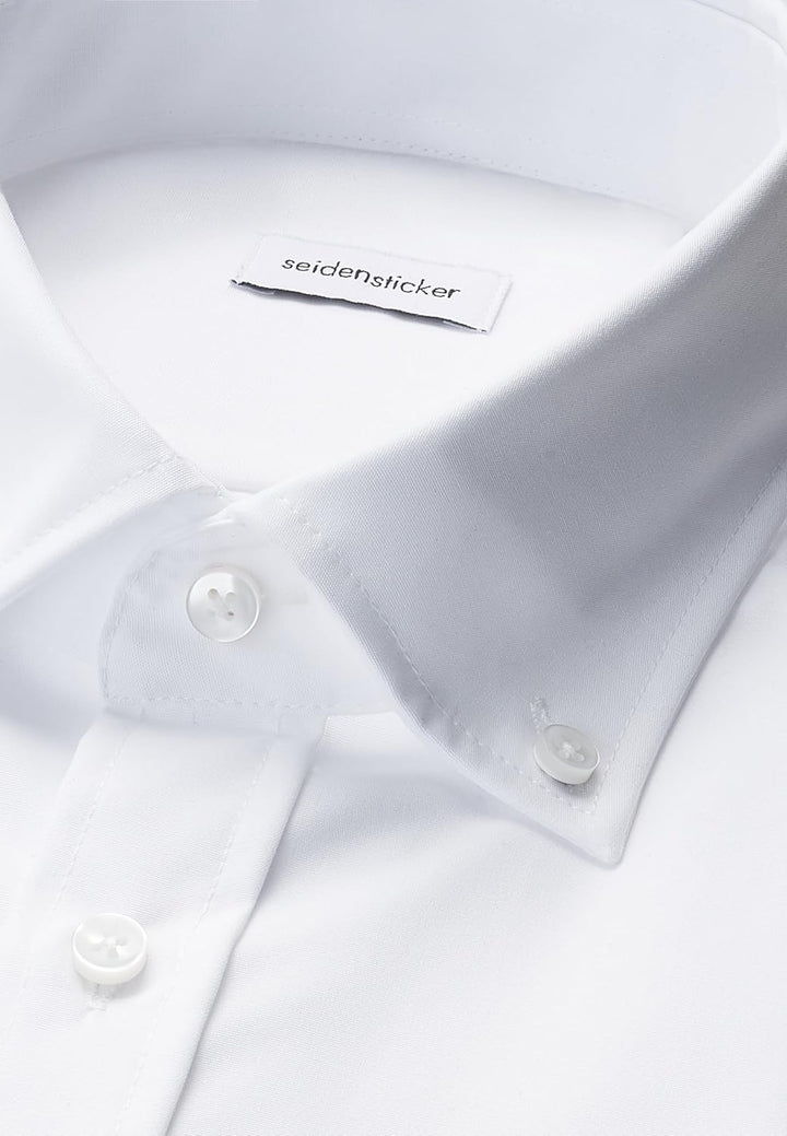 Seidensticker Herren Regular Bügelfrei Button-down Langarm Businesshemd 38 Weiss (White 000), 38 Wei