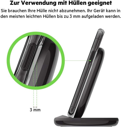 Belkin BoostCharge drahtloser Ladeständer, 15 W (Qi-Ladeständer zum schnellen drahtlosen Laden für G