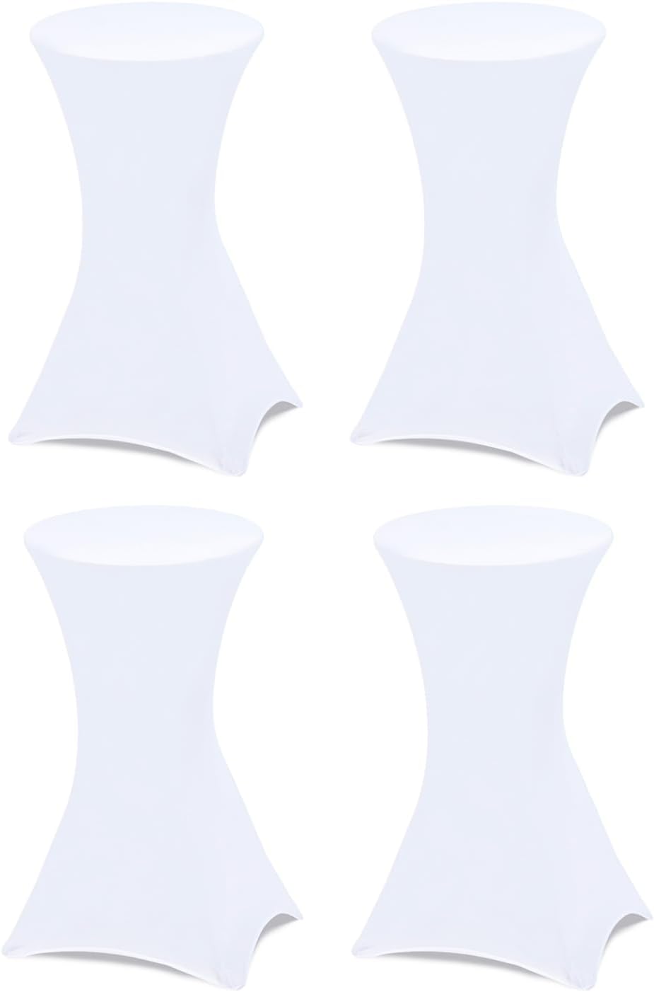 IDMarket - Set mit 4 hochklappbaren Tischen, 105 cm und 4 Bezügen, weiss