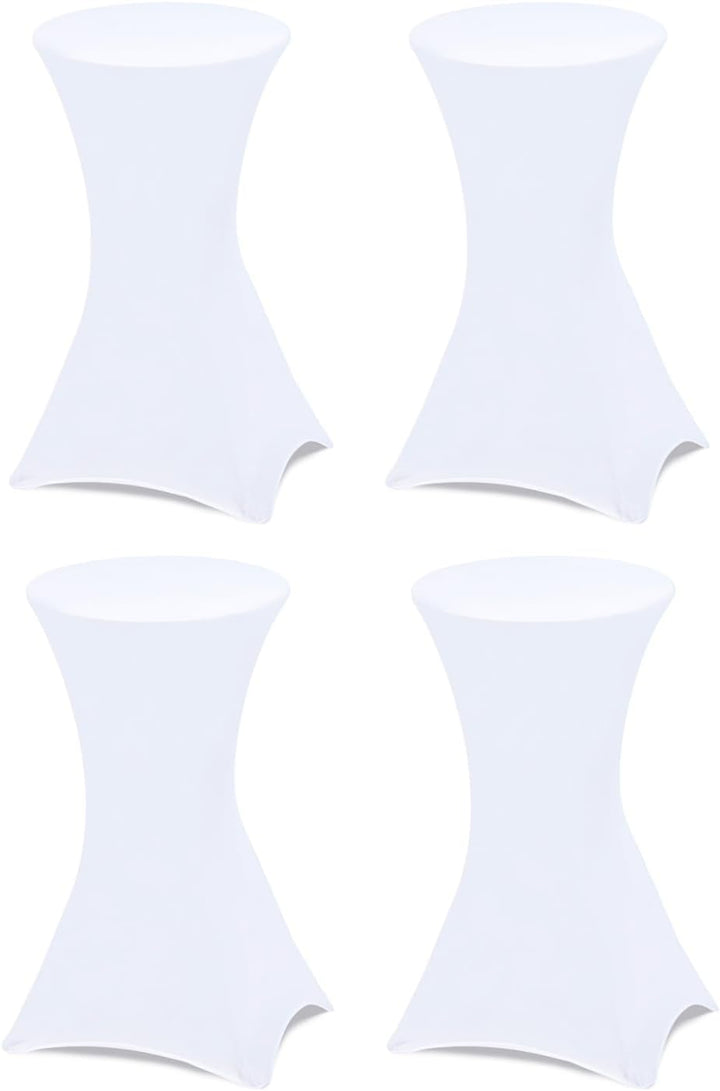 IDMarket - Set mit 4 hochklappbaren Tischen, 105 cm und 4 Bezügen, weiss