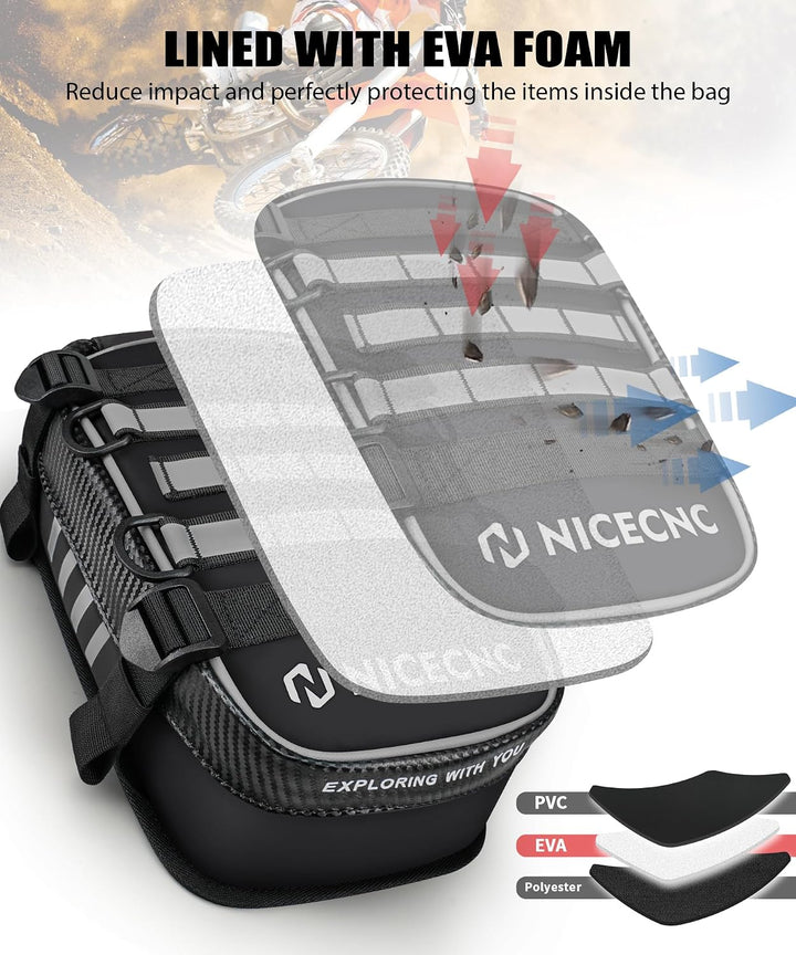 NICECNC Motorrad-Heckkotflügeltasche, Dirt-Bike-Tasche, Rücksitz mit Werkzeug-Rolltasche, Dirt-Bike-