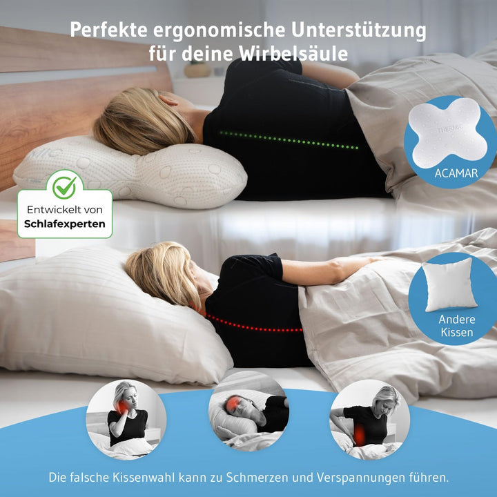 Seitenschläferkissen ACAMAR | Testsieger für Nackenkissen | Orthopädisches Kopf-Kissen gegen Nackens