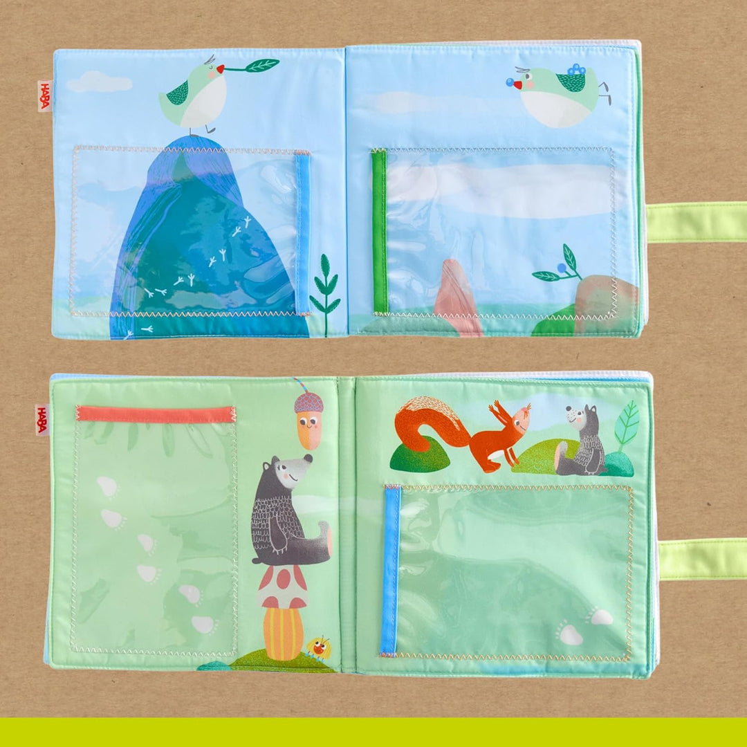 HABA Baby-Fotoalbum Waldfreunde – Stoff-Fotobuch mit Einstecktaschen für Fotos – Für Babys ab 6 Mona