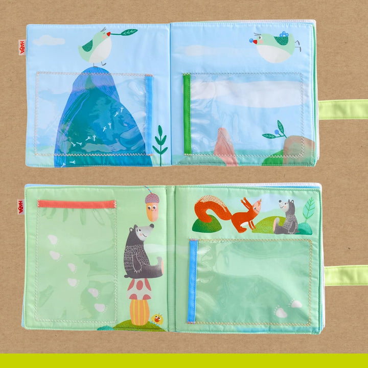 HABA Baby-Fotoalbum Waldfreunde – Stoff-Fotobuch mit Einstecktaschen für Fotos – Für Babys ab 6 Mona