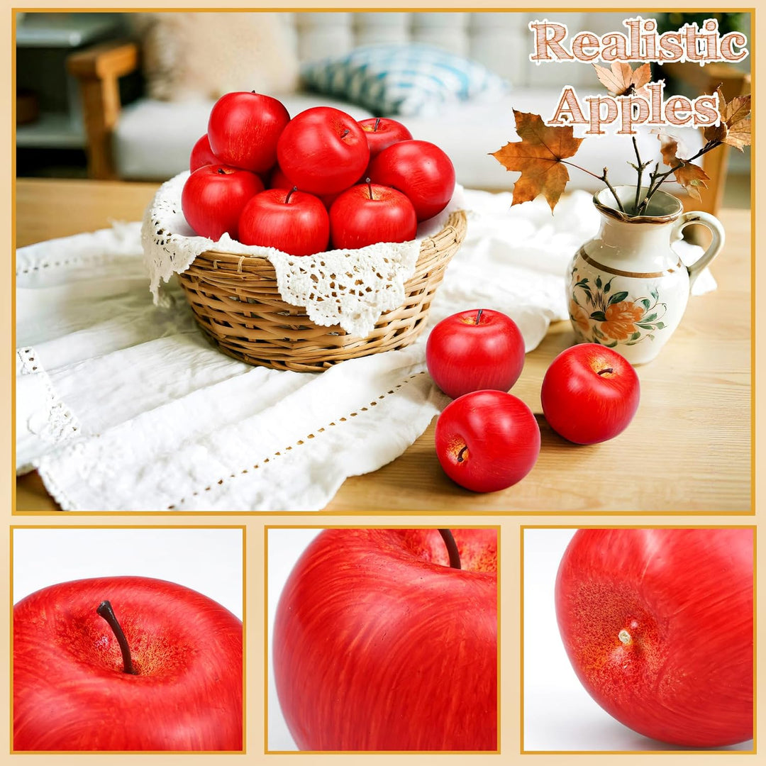 Lorigun 20 Pcs Fake Äpfel künstliche Früchte Faux rote Äpfel für Haus Dekoration Weihnachten Party l