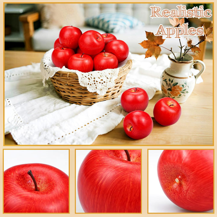 Lorigun 20 Pcs Fake Äpfel künstliche Früchte Faux rote Äpfel für Haus Dekoration Weihnachten Party l