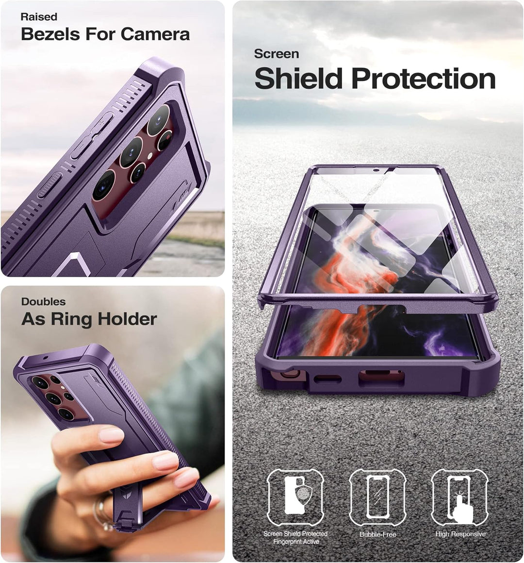 Dexnor Ganzkörperhülle hülle Samsung Galaxy S22 Ultra【Doppelter Frontrahmen & Ständer】, Stossdämpfer