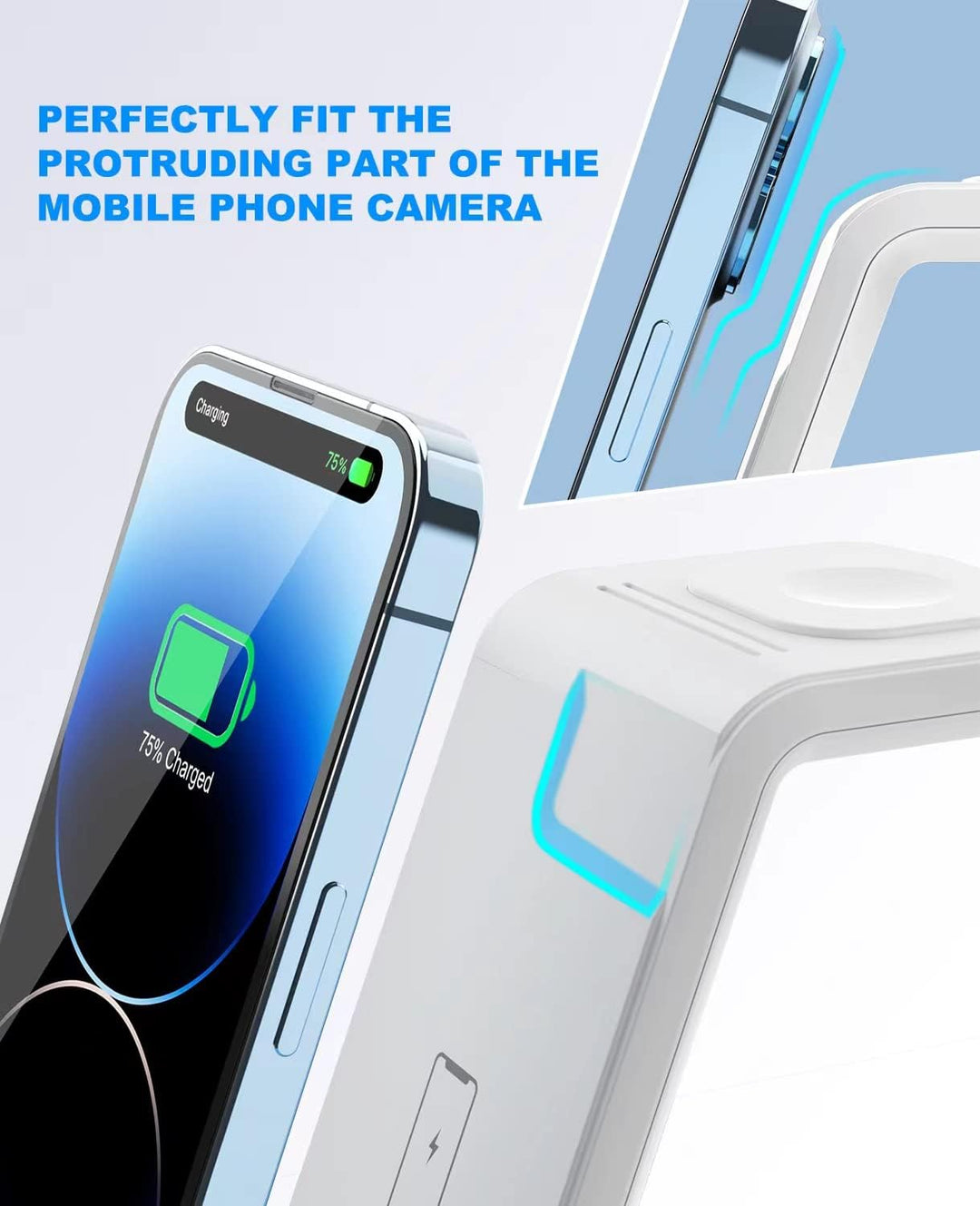 3 in 1 Ladestation iWatch und iPhone, Wireless Charger mit 18W Fast-Charging für iPhone 14/13/12/11