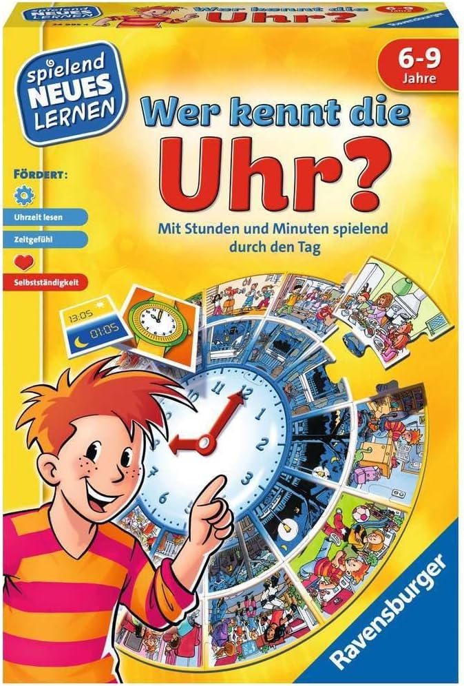 Ravensburger 24995 - Wer kennt die Uhr? & 24976-1x1 Drachen - Lernspiel für Kinder, Rechenspiel für