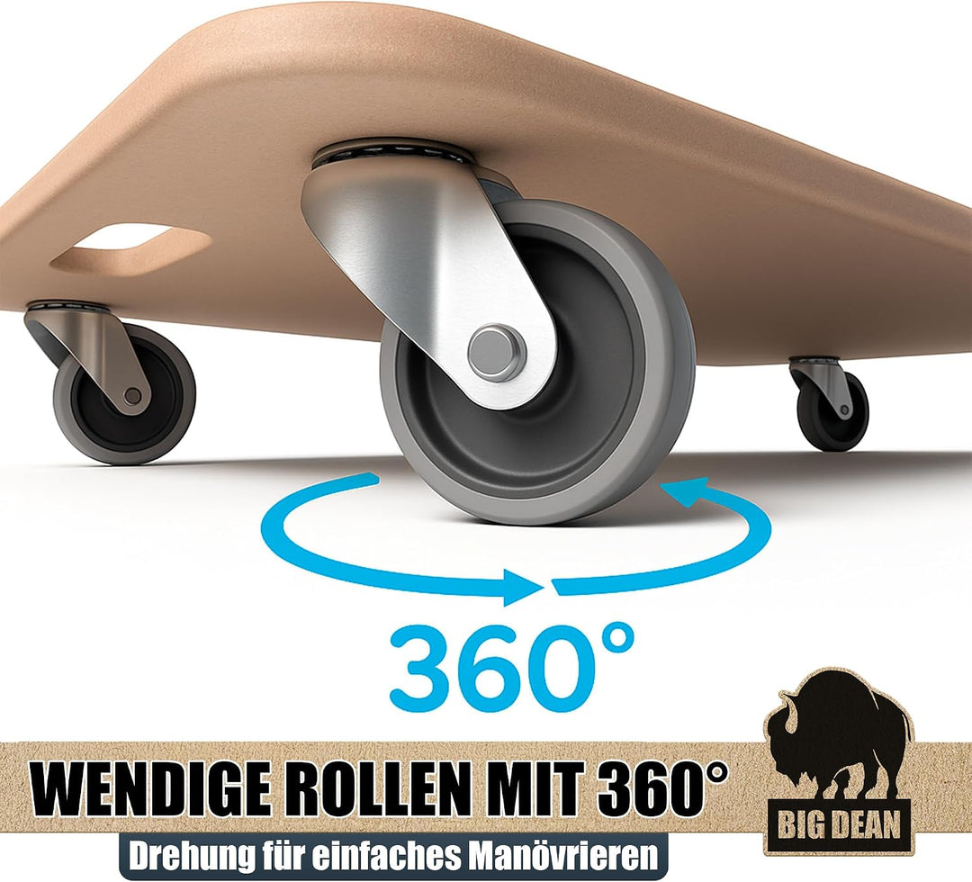 BigDean 2 Möbelroller Transportroller 250kg Rollbrett MDF Möbel Hund Roller | Schwerlastroller bis 2