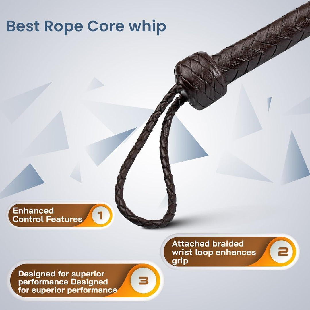 HADZAM Indiana Jones Peitsche, 3 m, 12 Zöpfe aus echtem Rindsleder, Seilkern, BullWhip, viele Farben
