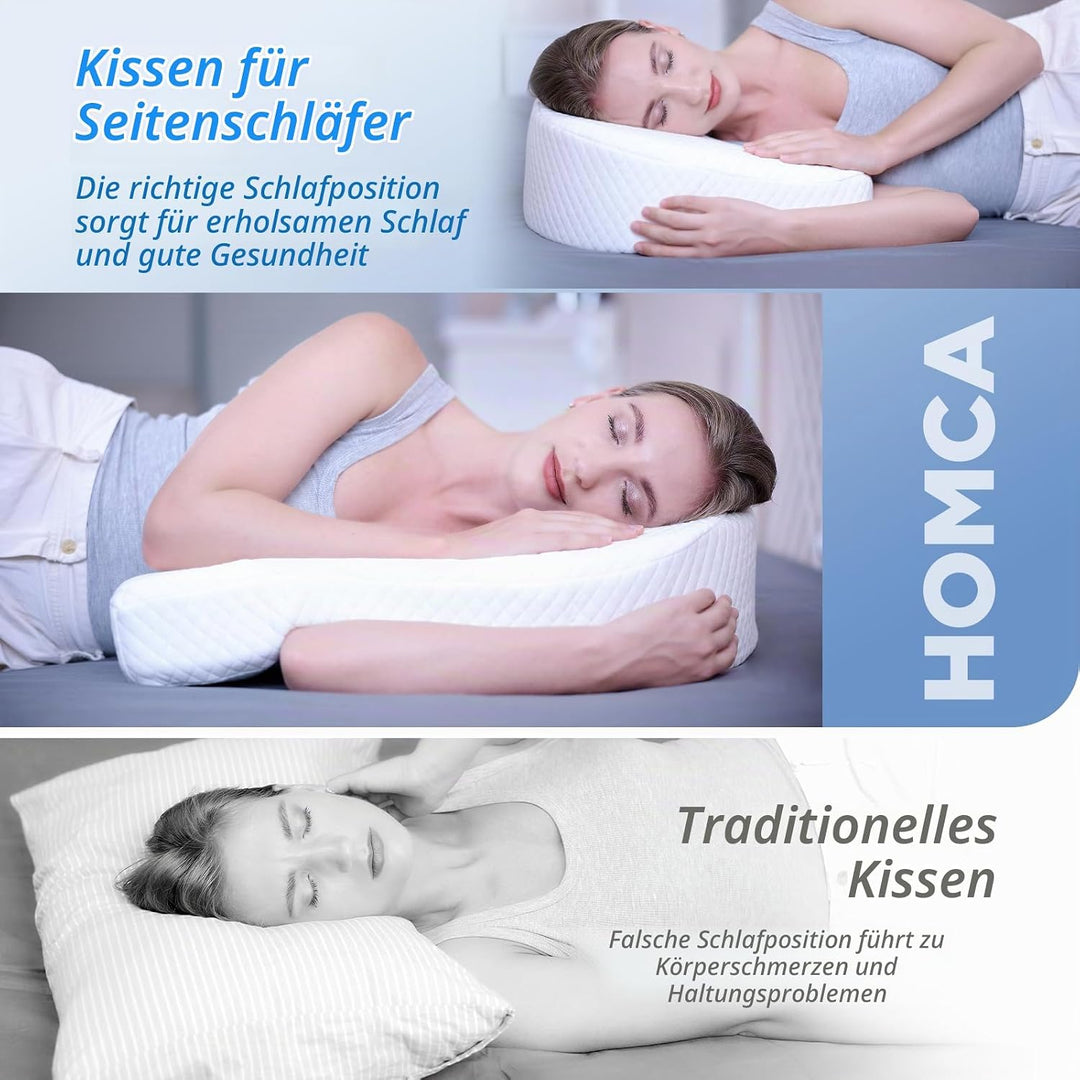 HOMCA Seitenschläferkissen U-förmiges Memory Foam Kopfkissen Ergonomisches Für Bauchschläfer und Sei