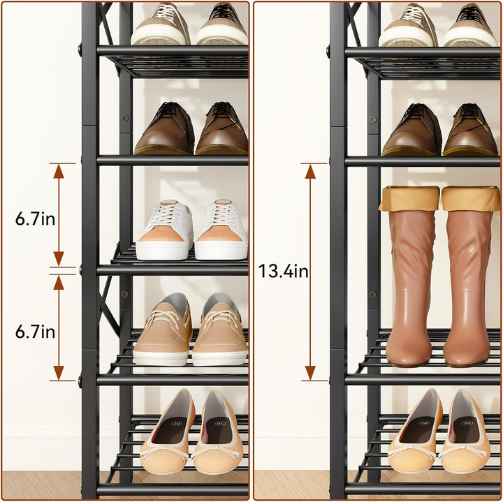 IBUYKE Schmal Schuhregal mit 10 Etagen, Vertikales Hohe Schuhregal mit Ablage für 20 Paar Schuhe, Pl