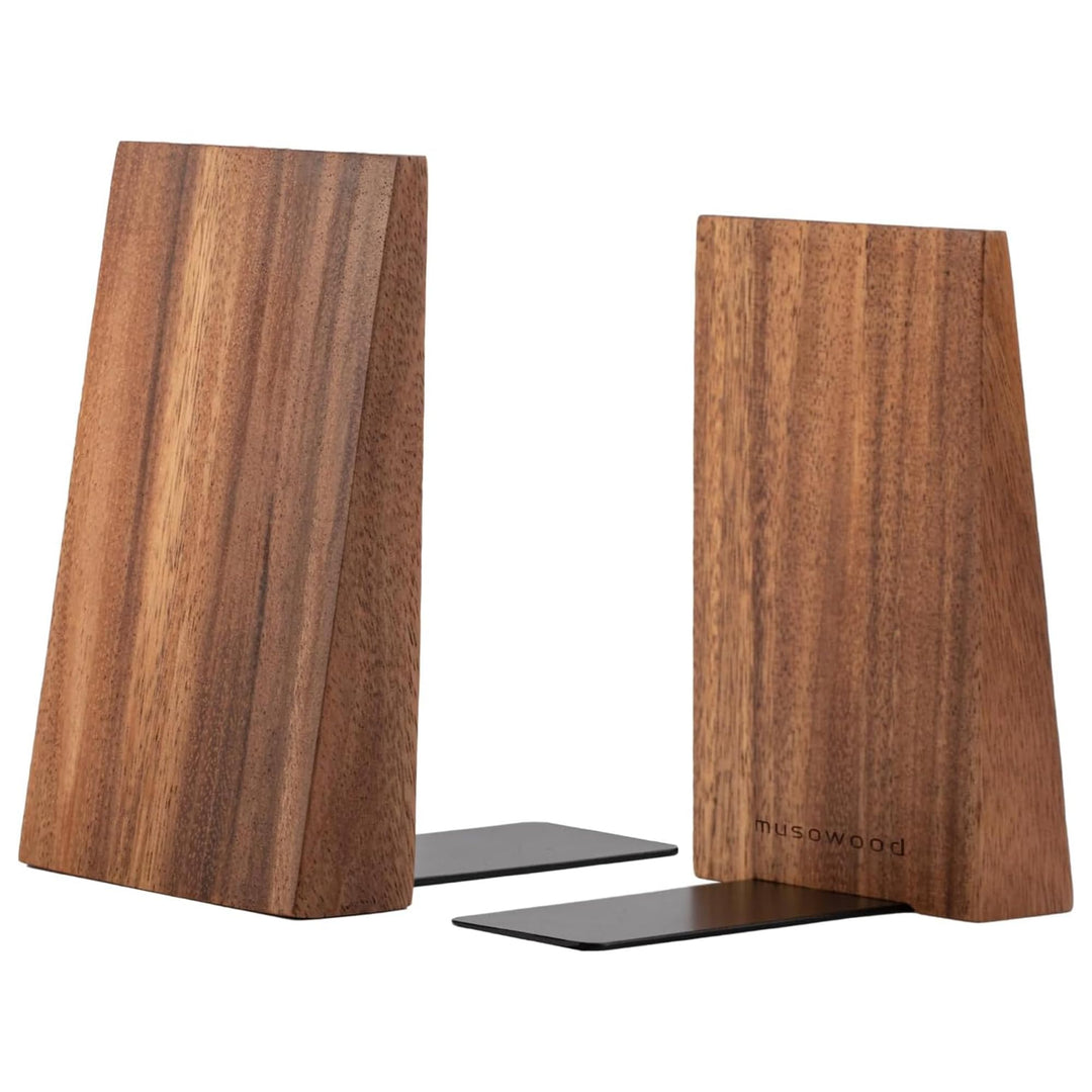 Muso Wood Buchstützen aus Holz Buchstütze Buchhalter für Regale Dekorative Bücherstützen Bookends (A