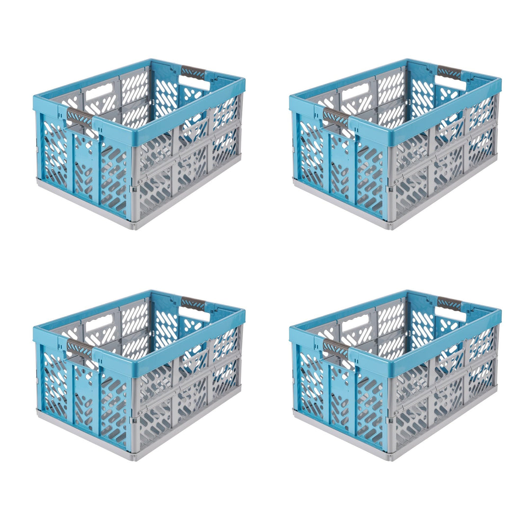 keeeper ben 4x Stabile Profi-Klappboxen mit Soft-Touch Griffen, 45 l, Eco Sky Blue Eco Sky Blue 4er