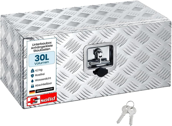 Unterbaubox aus Alu Anhängerkiste Staubox leicht abschliessbar 30l Gurtkiste Staukasten Werkzeugkist