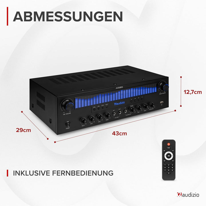Audizio AV560EQ - 5.1 HiFi Verstärker mit Bluetooth, 390 Watt AV Receiver & Stereoanlage für Heimkin