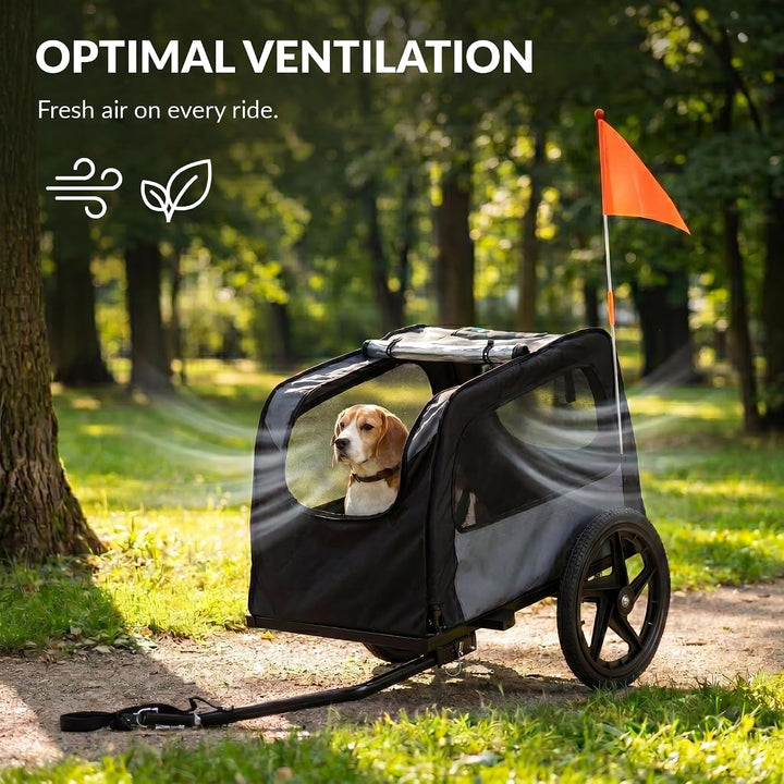 Fahrradanhänger für Hunde, 2-in-1, faltbar, mit Buggy-Funktion, Bollerwagen für kleine Hunde, Belüft