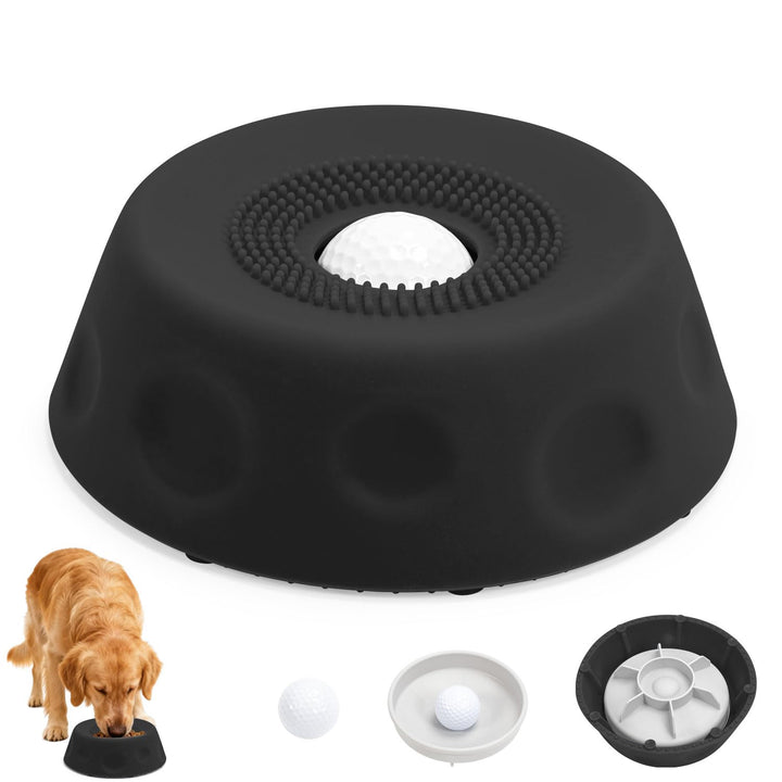 Schleckball Slow Feeder für Hund,Silikon Leckspielzeug mit Anti-Rutschbasis Schwarz, Schwarz