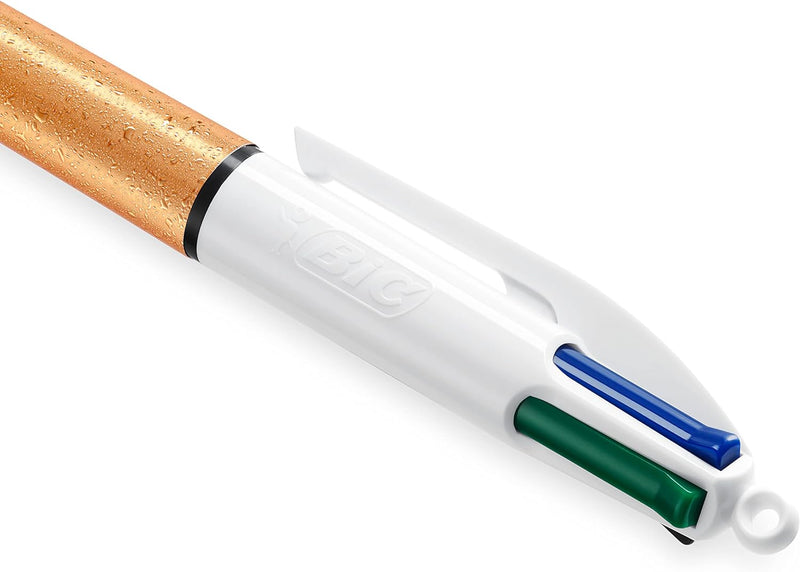 BIC 4 Farben Kugelschreiber, mittlere Spitze (1,0 mm) – Korpus strukturiert, goldfarben, elfenbeinfa