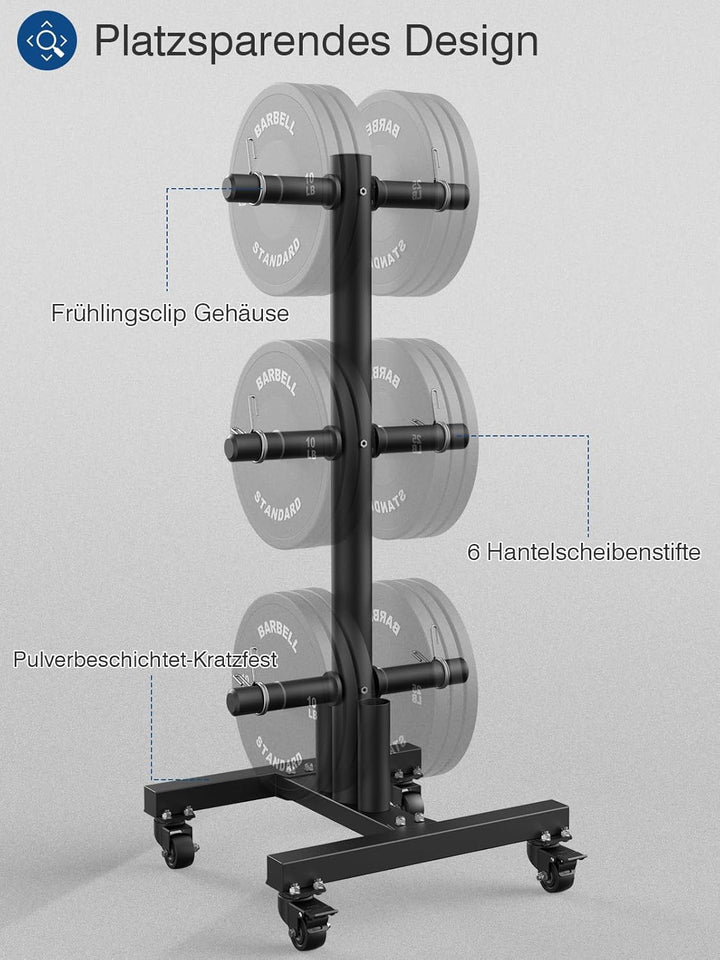Olympic Weight Plate Rack Tree Bumper Plate Holder für Zwei-Zoll-und Ein-Zoll-Platten und Langhantel