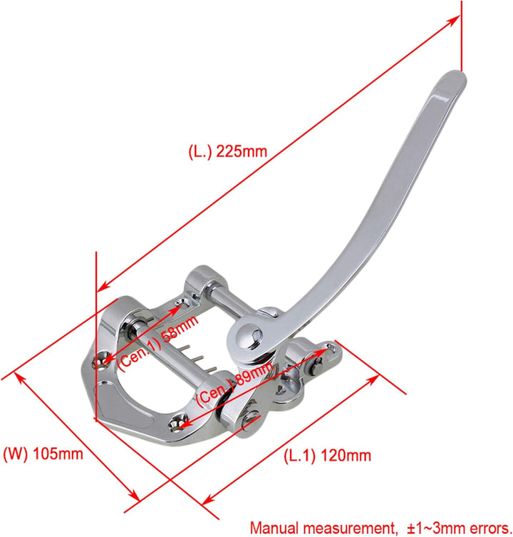 Yibuy Tremolo-Einheit für E-Gitarre, Zinklegierung, 224 x 98 mm, silberfarben Silver, Silver