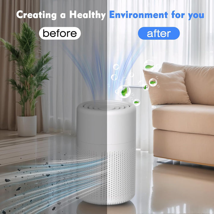 Luftreiniger Allergiker, mit H13 HEPA Filter, 37dB Ultra Leise, Air Purifier gegen Rauch, Tierhaare,