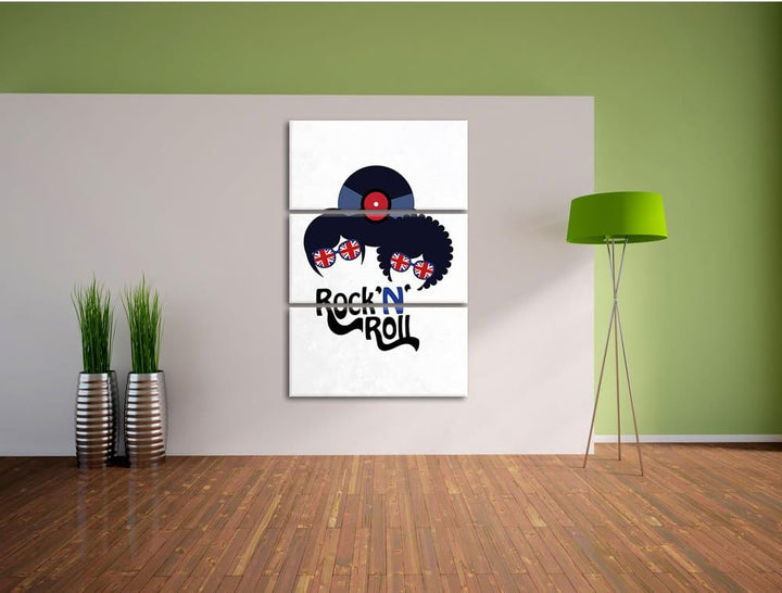 Pixxprint Rock 'n' Roll Schallplatte als Leinwandbild/Grösse: 3 Teilig (120x80) cm/Wandbild/Kunstdru
