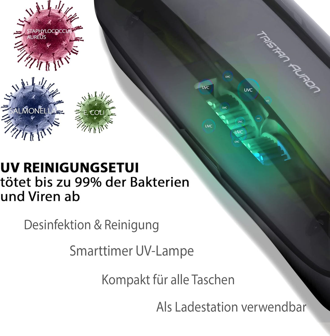 Tristan Auron Business Class Set – Schallzahnbürste & Projet Munddusche – 2 Bürstenaufsätze, 2 Ersat