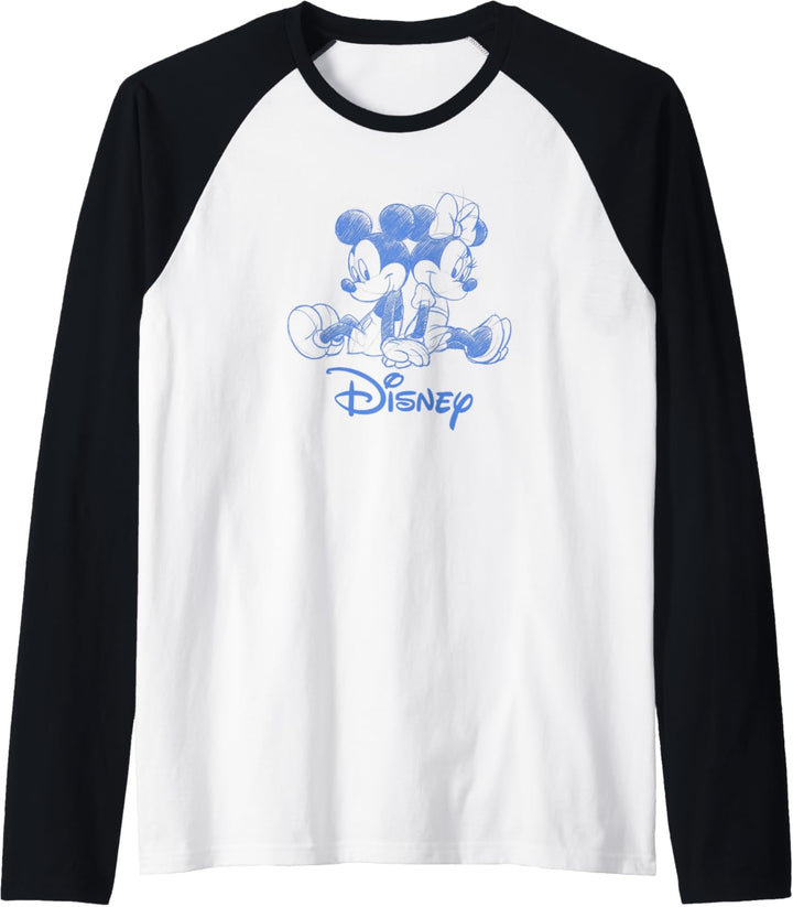 Disney Mickey Mouse and Minnie Sketch with Logo Raglan