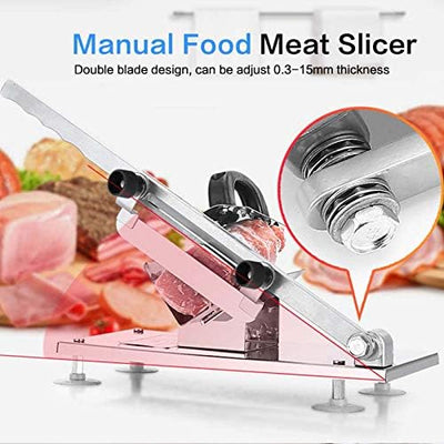 Rostfreie Meat Slicer Einstellbar, Manuelle Rindfleischschneidemaschine Roll Fleisch Gemüseschneider