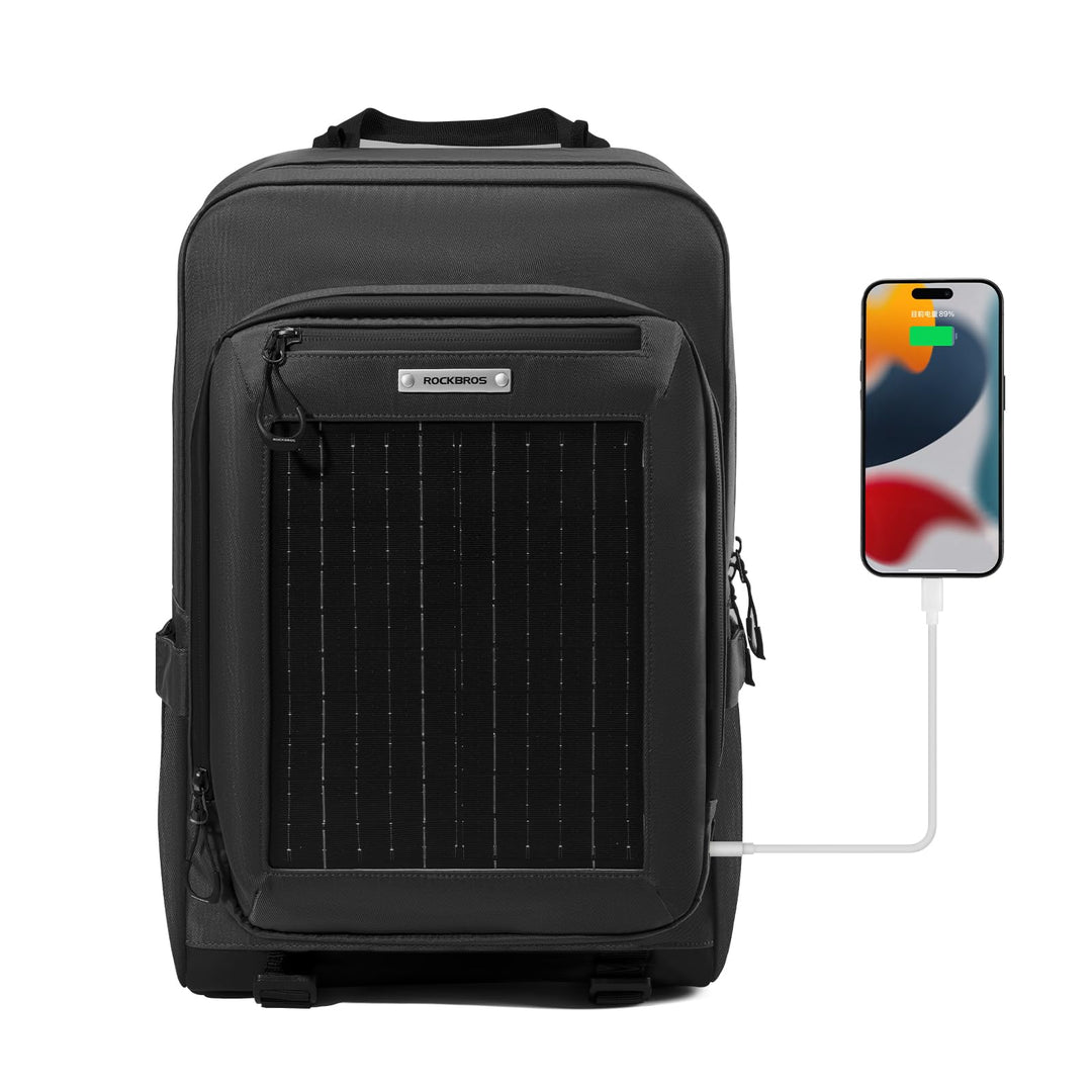 ROCKBROS Solarrucksack Solar Rucksack 20L mit Flexiblem Abnehmbarem 10V 14W Solarpanel Solarpanelruc