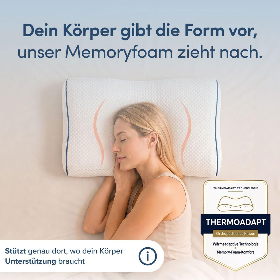 Blumtal Orthopädisches Nackenstützkissen aus Memory Foam - ergonomisches Kopfkissen mit individuelle