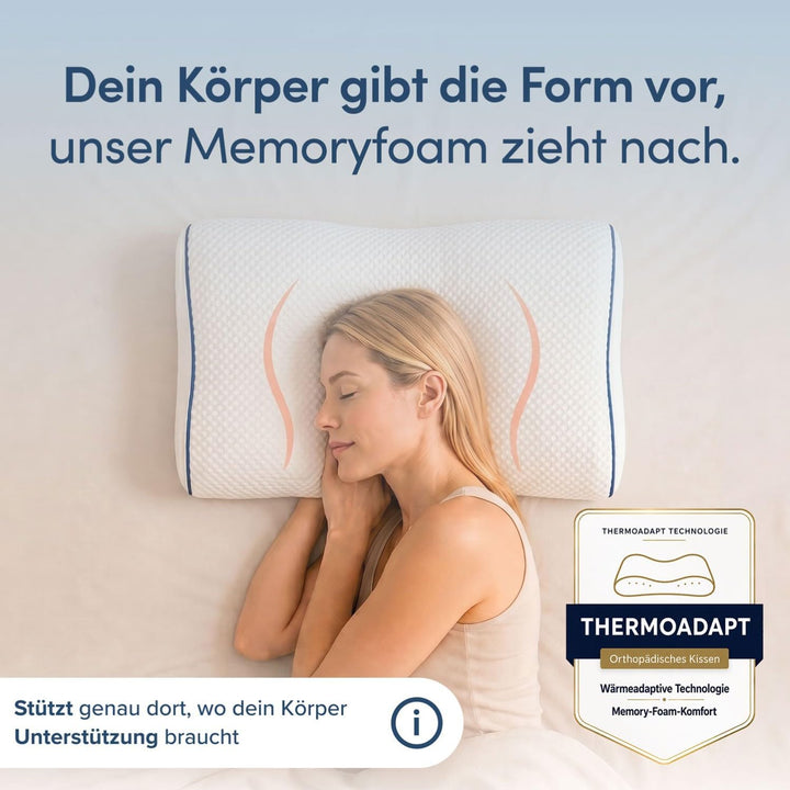 Blumtal Orthopädisches Nackenstützkissen aus Memory Foam - ergonomisches Kopfkissen mit individuelle