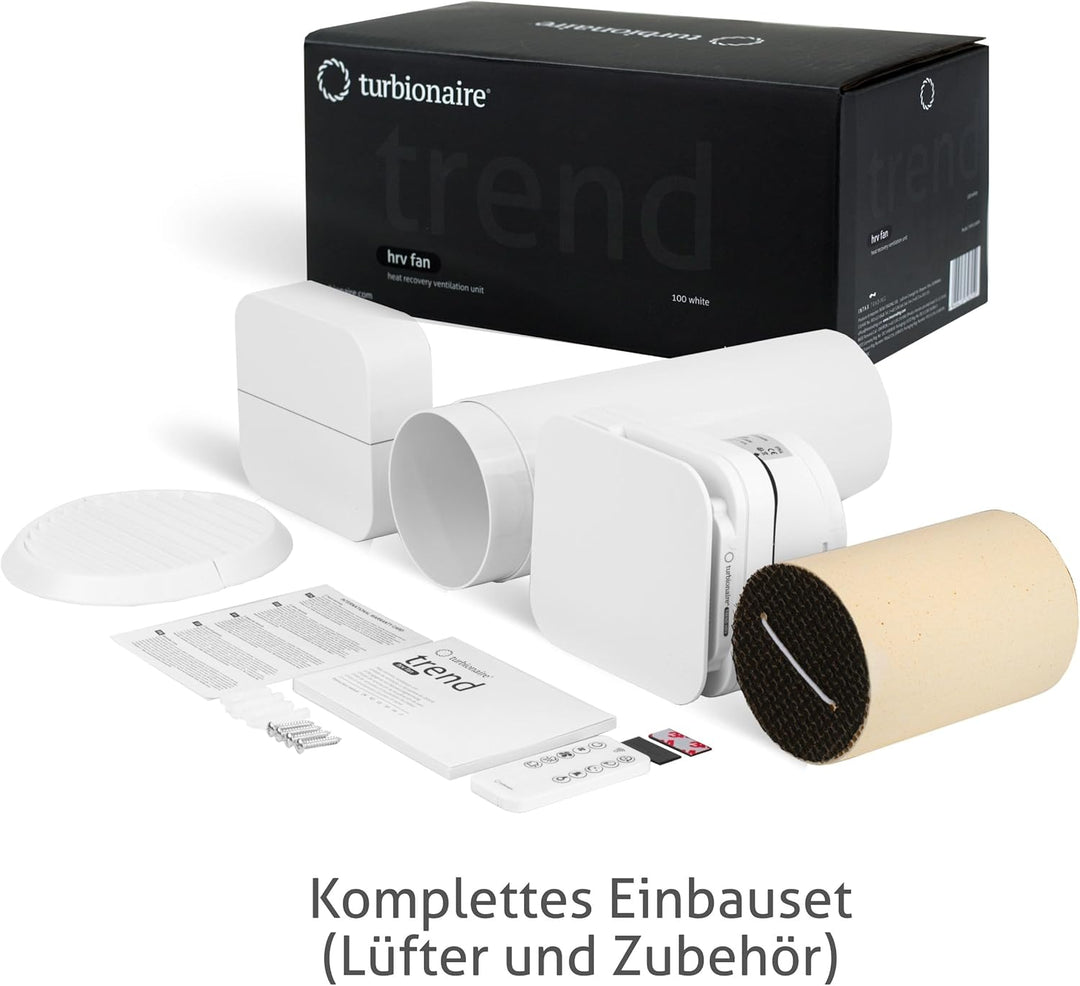 Turbionaire Trend HRV CMV Dezentrale Belüftung mit Keramik-Wärmerückgewinnung, Feuchtigkeitssensor,F
