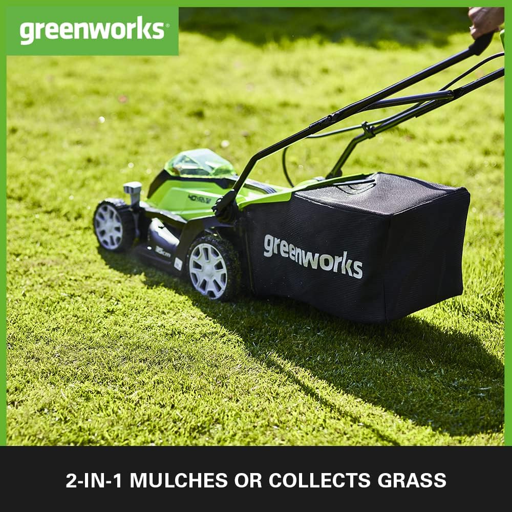 Greenworks 40V Kabelloser Akku Rasenmäher für Flächen bis zu 400 m², 35 cm Schnittbreite, 40-Liter-S