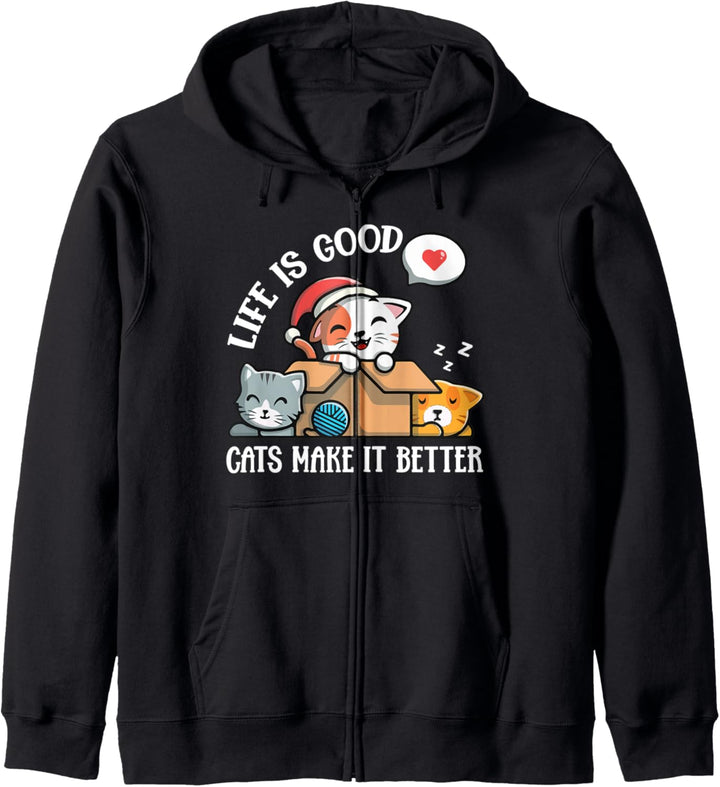 Life Good Cats Makes It Better Funny Cat Lovers Kapuzenjacke
