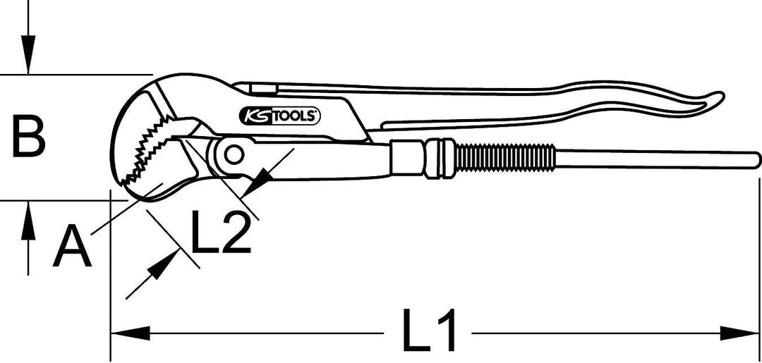 KS Tools 113.3000 45° gewinkelte Eckrohrzange, 3''