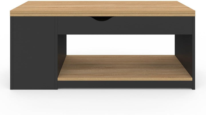 IDMarket - Rechteckiger, aufklappbarer Couchtisch, umwandelbar in einen Esstisch ELEA schwarzes Holz
