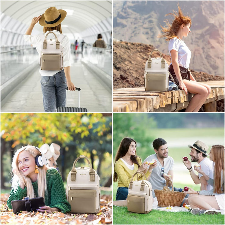 LOVEVOOK Rucksack Damen Klein, Wasserdicht Cityrucksack Handtasche 2 in 1 mit USB Ladeanschluss, Min