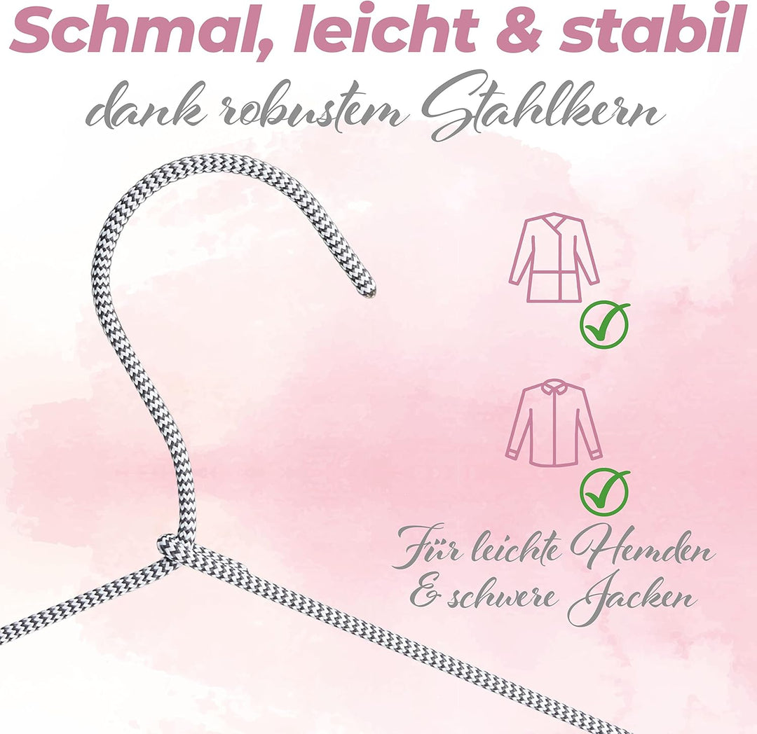 Elegante Kleiderbügel [40 Stück] in Grau - Platzsparende Metallkleiderbügel mit Textilüberzug - Schm