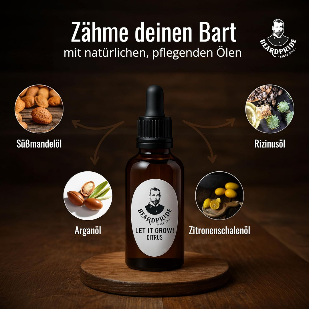 Beardpride® Let it grow! Bartöl | Unterstützt Bartwachstum | Entwickelt für gesunden und gepflegten