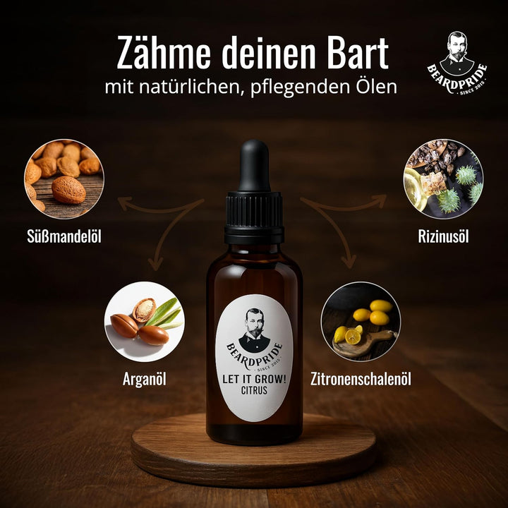 Beardpride® Let it grow! Bartöl | Unterstützt Bartwachstum | Entwickelt für gesunden und gepflegten