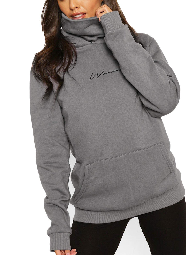 TrendiMax Damen Hoodie Kapuzenpullover Langarm Sweatshirt Winter Pullover Hochkragen Sweatjacke Kapu